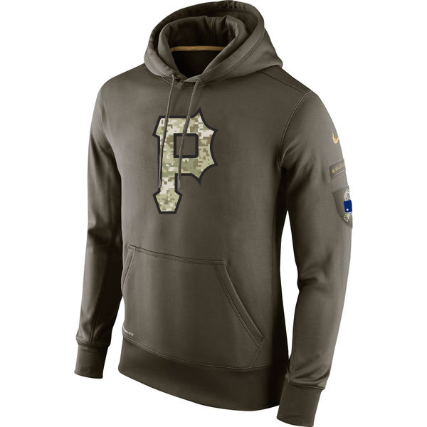 MLB Men Pittsburgh Pirates Nike Olive Salute To Service KO Performance Hoodie Green->new york yankees->MLB Jersey